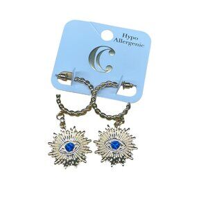 Charming, Charlie MSRP 16 Hypoallergenic Gold-Tone Evil Eye Dangle Earrings With